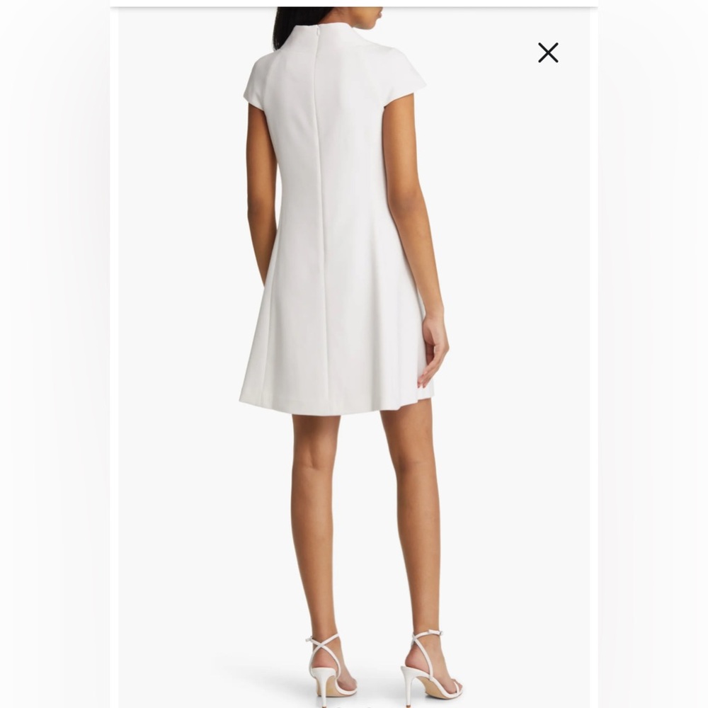 Harper Rose White Mock Neck A-Line Dress Size 6| Chic Minimalist Cap Sleeve - Picture 4 of 16
